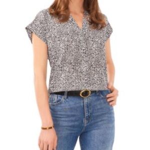 Vince Camuto Black and White Textured Blouse